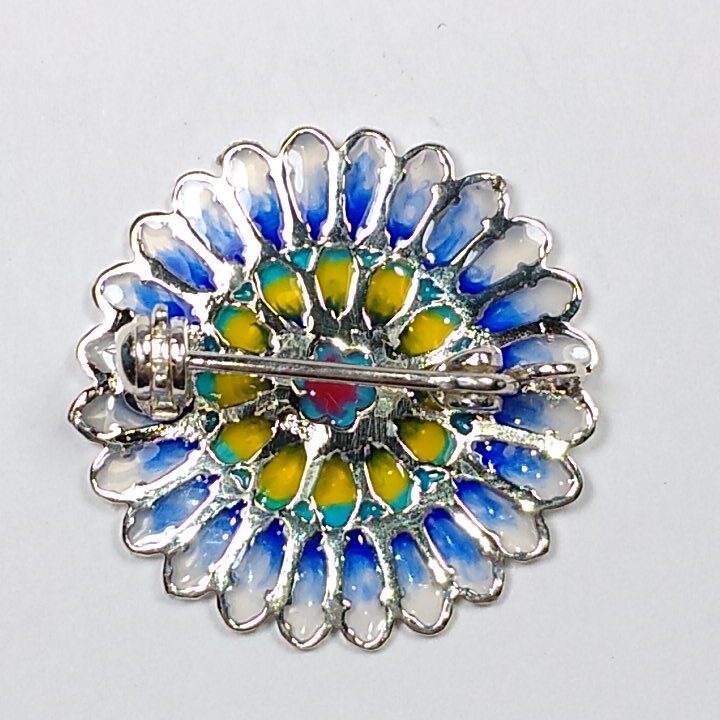 Silver Enamel brooch - Image 2