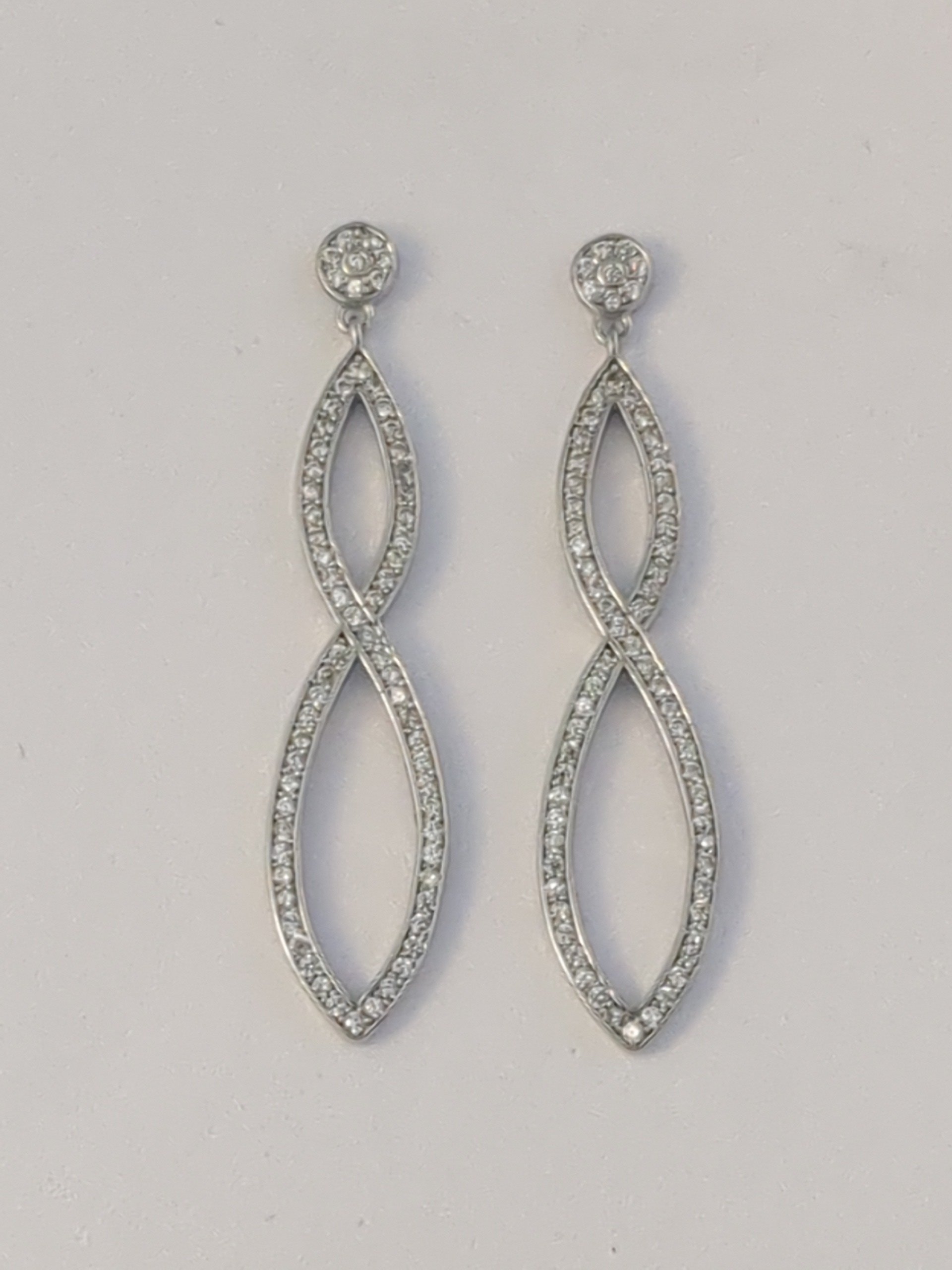 Silver CZ drop earrings