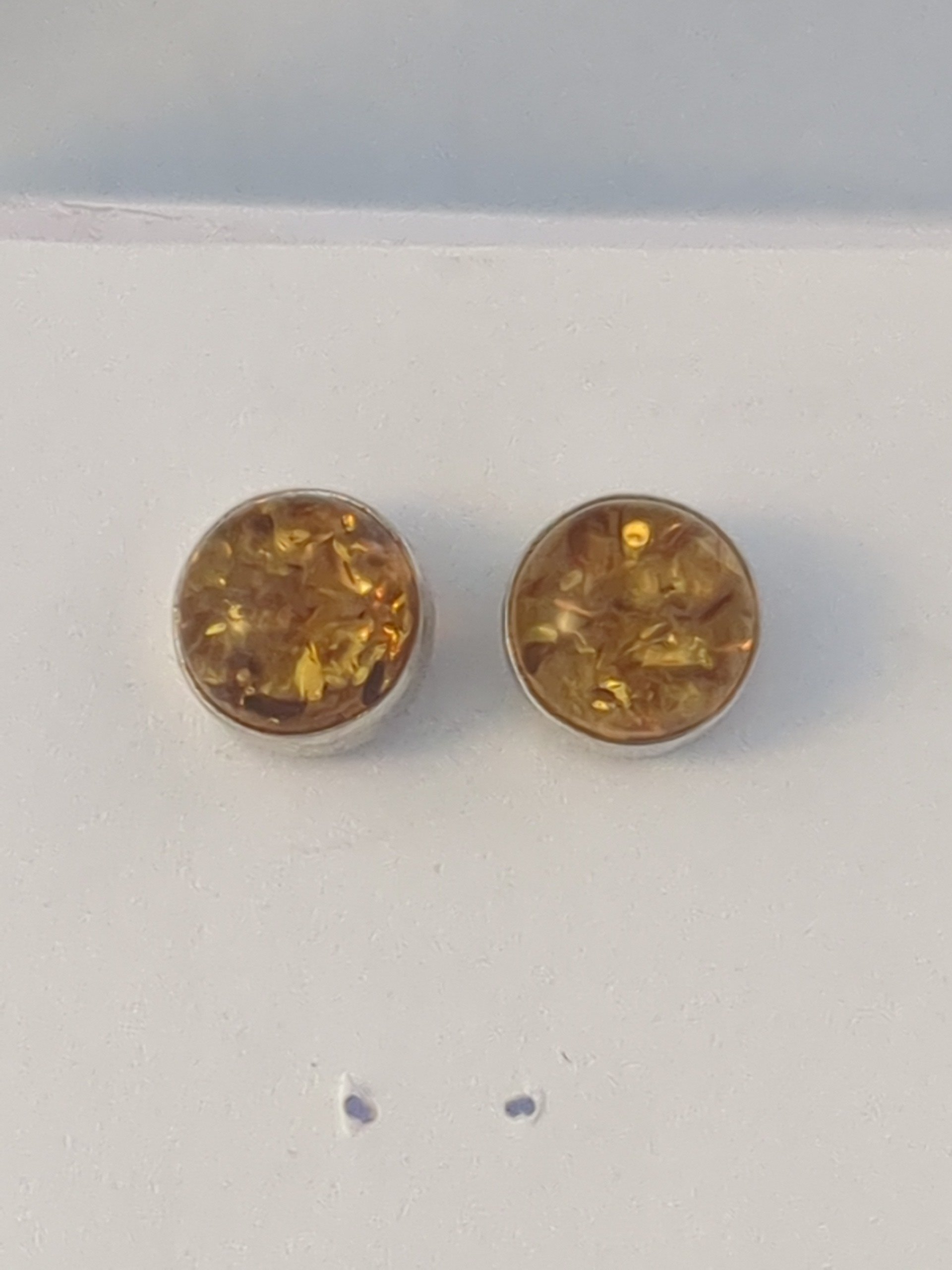 Silver Amber stud earrings