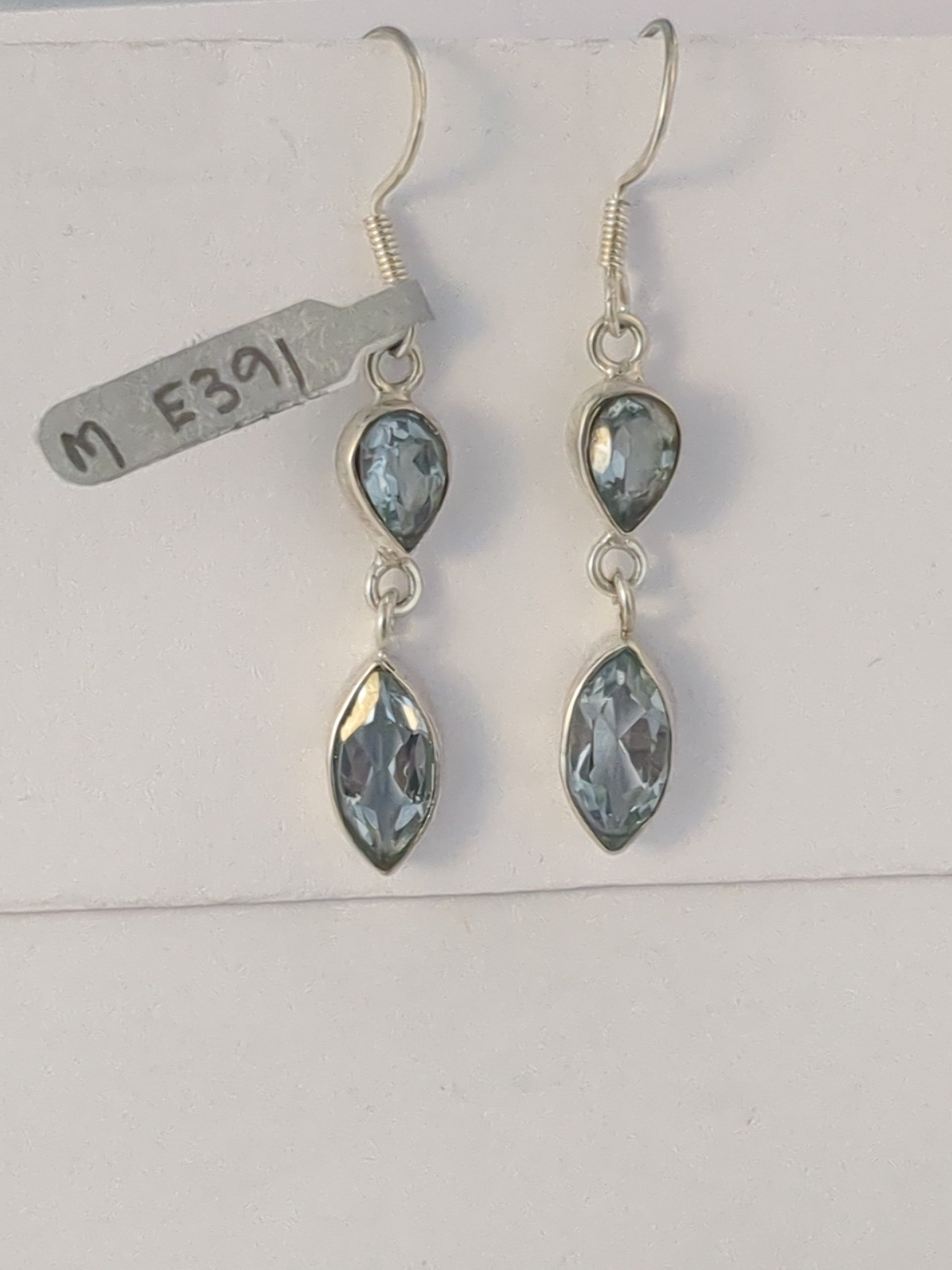 Silver Topaz drop earrings