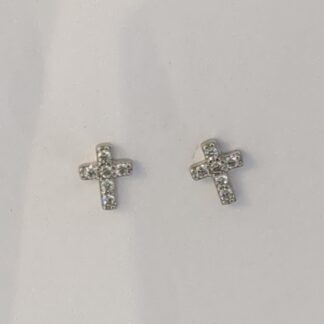 Silver CZ cross studs