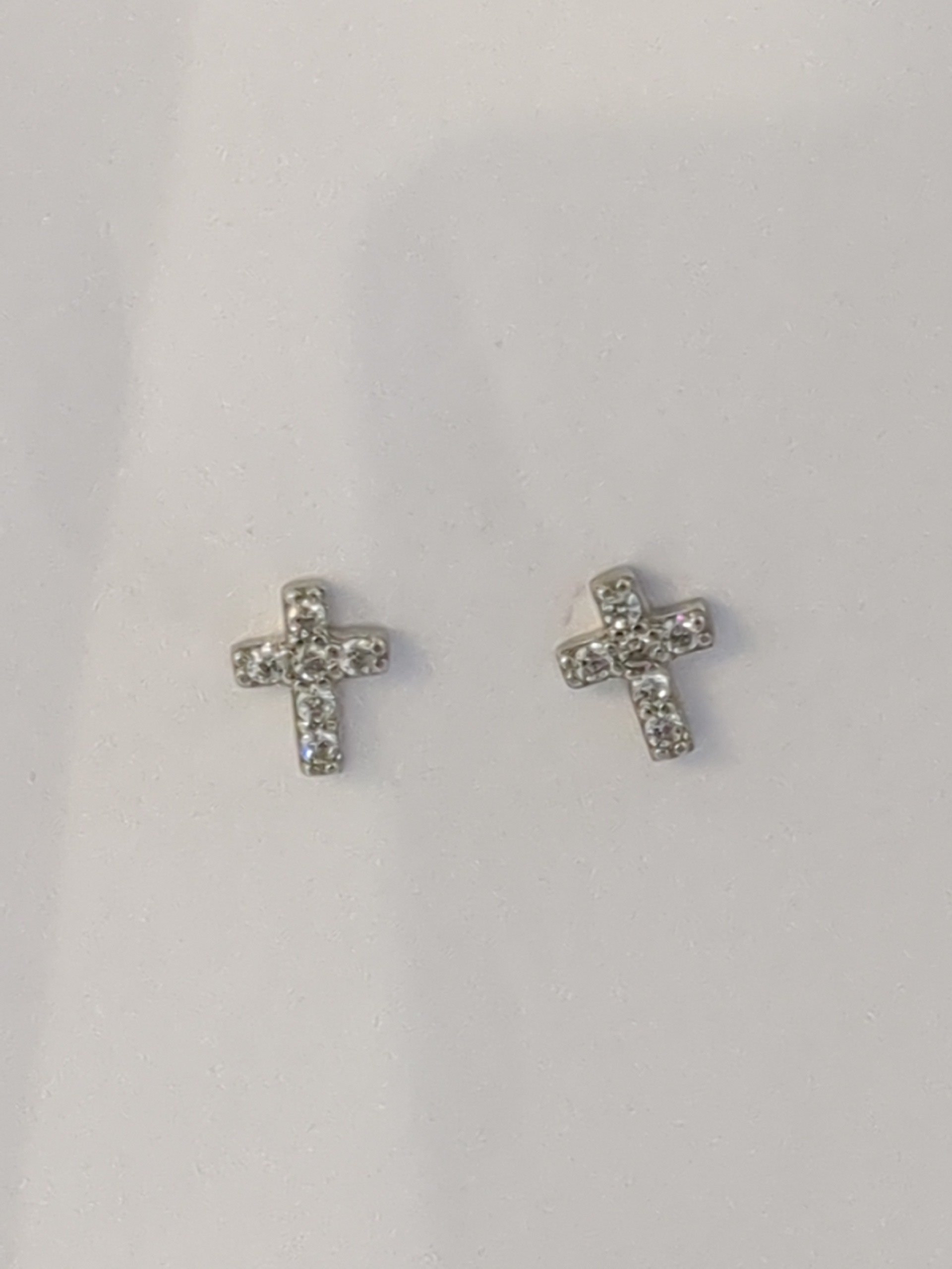 Silver CZ cross studs