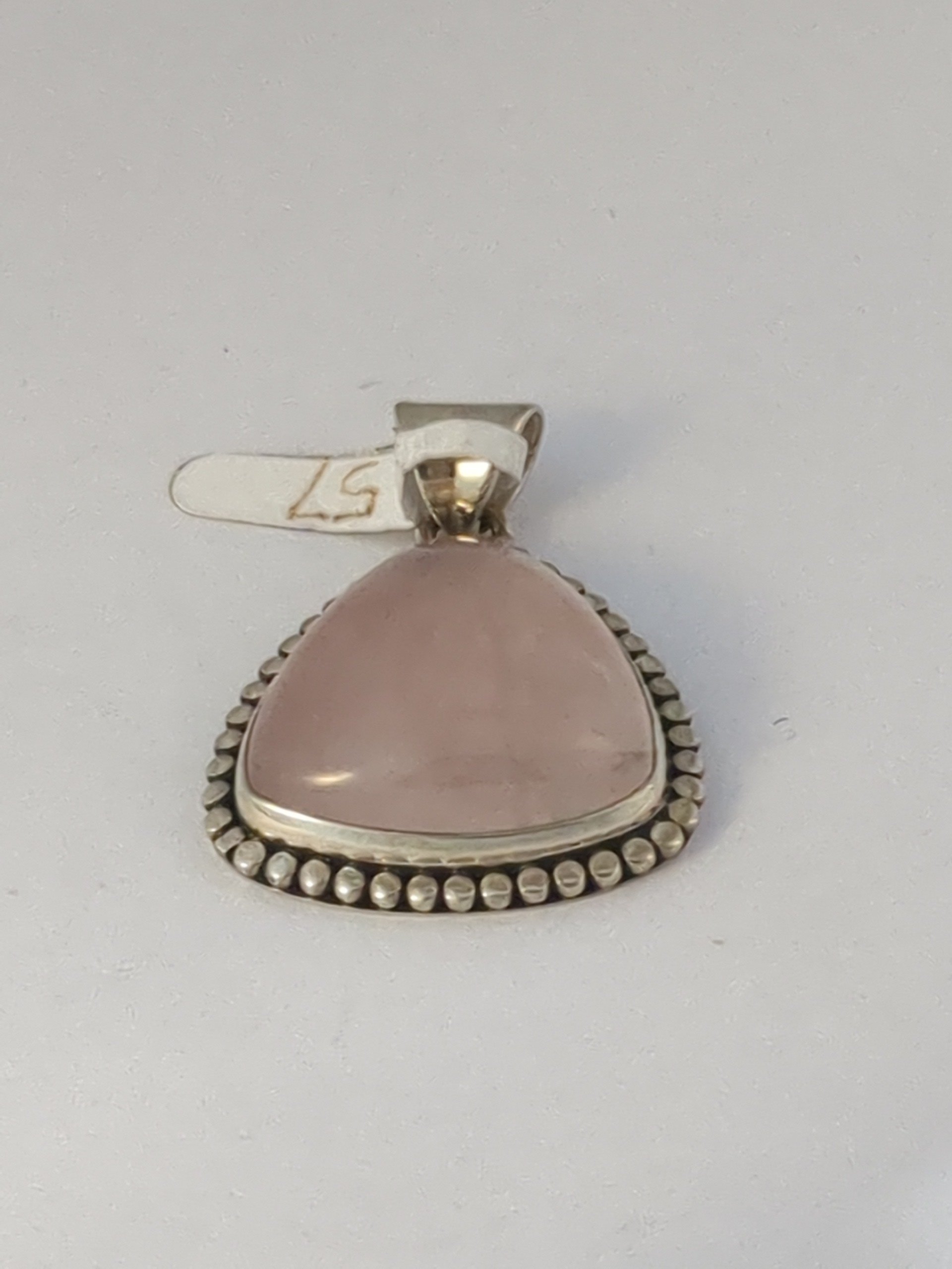 Silver rose quartz pendant