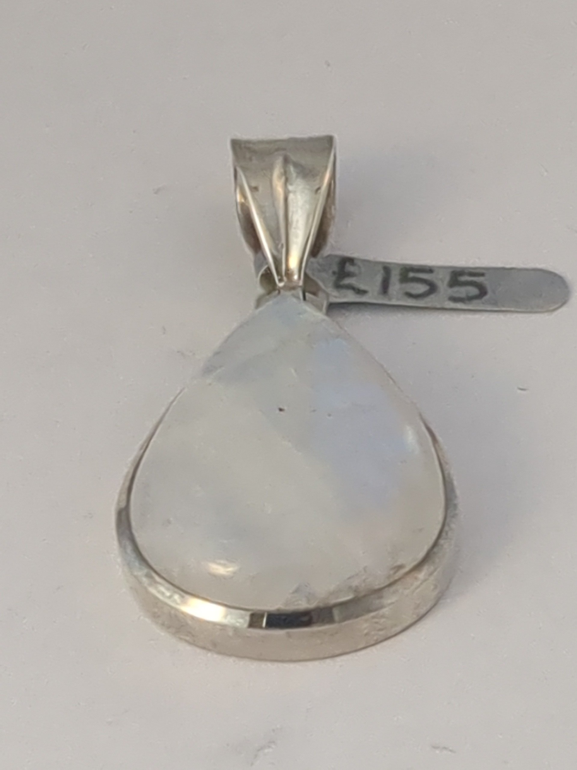 Silver rainbow moonstone pendant