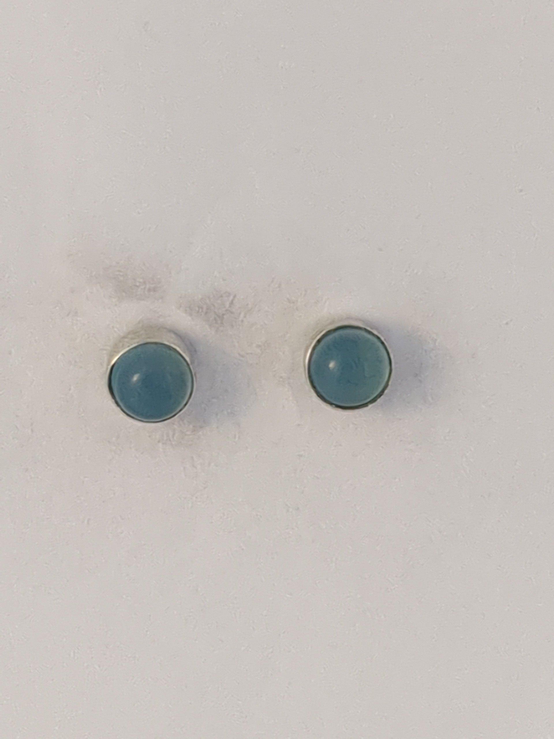Silver blue Chalcedony stud earrings
