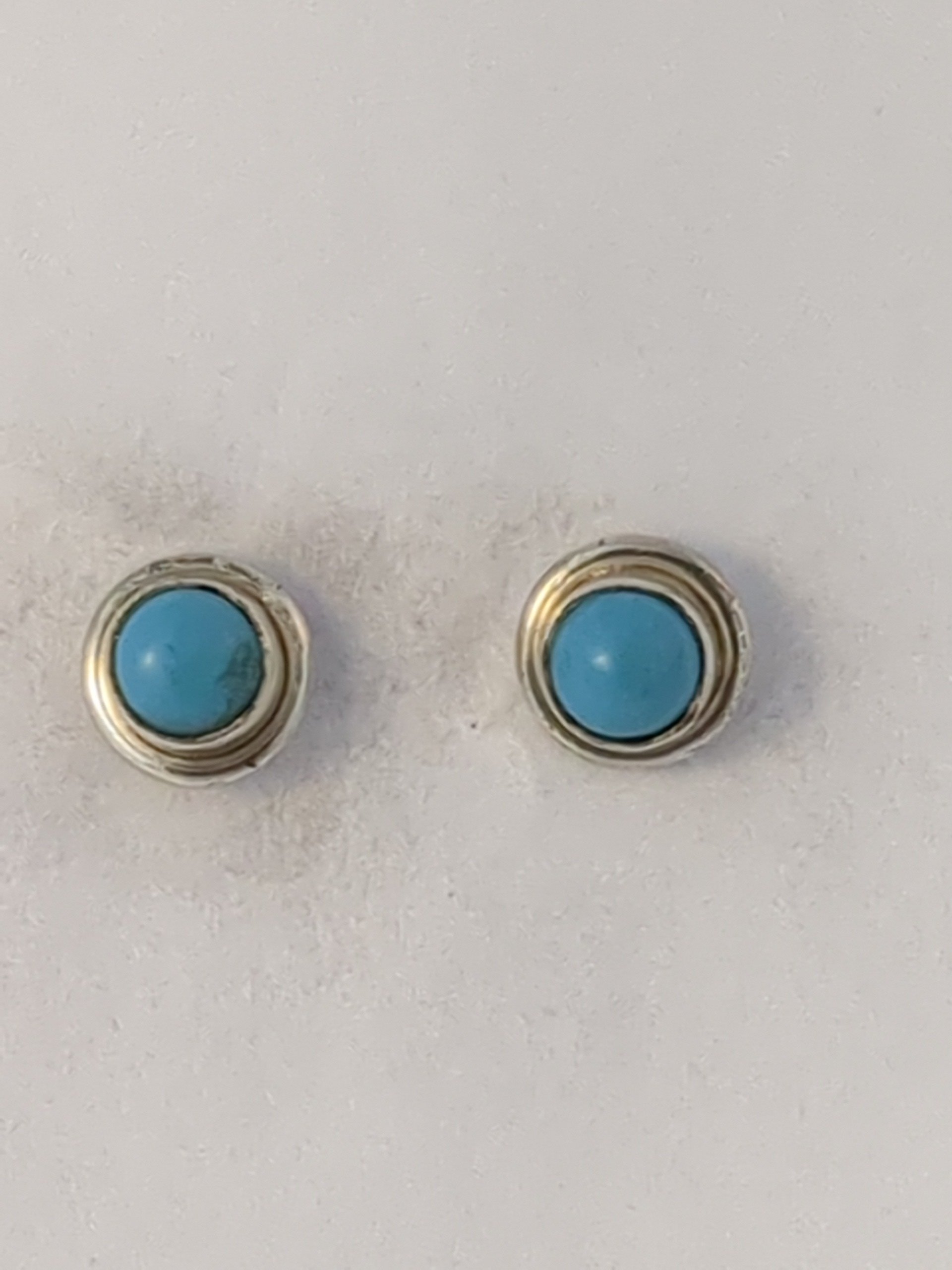 Silver turquoise stud earrings