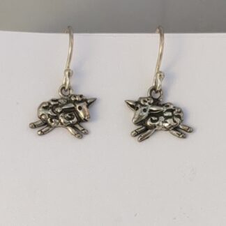 Silver sheep drop earrings