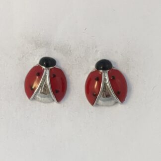 Silver ladybug stud earrings