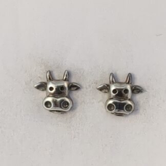 Silver cow stud earrings