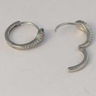 Silver CZ snake hoop earrings