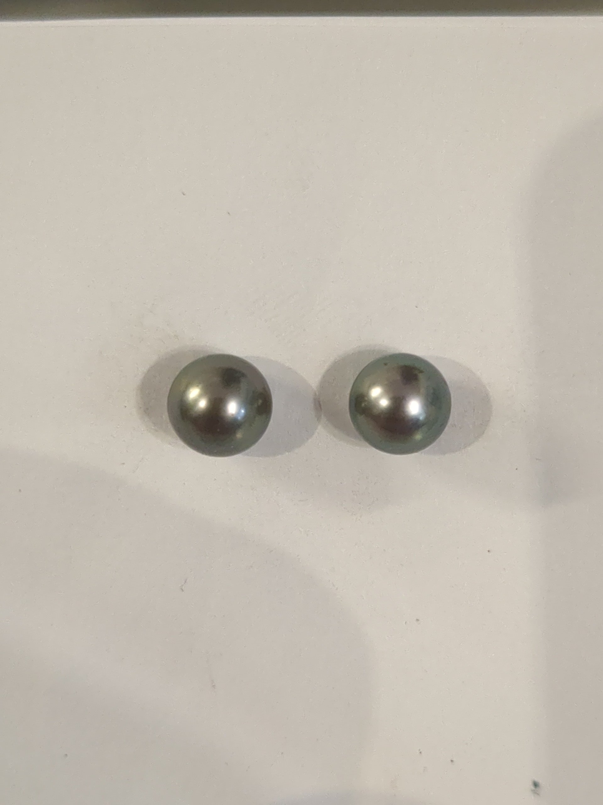 Silver black pearl stud 6.5mm