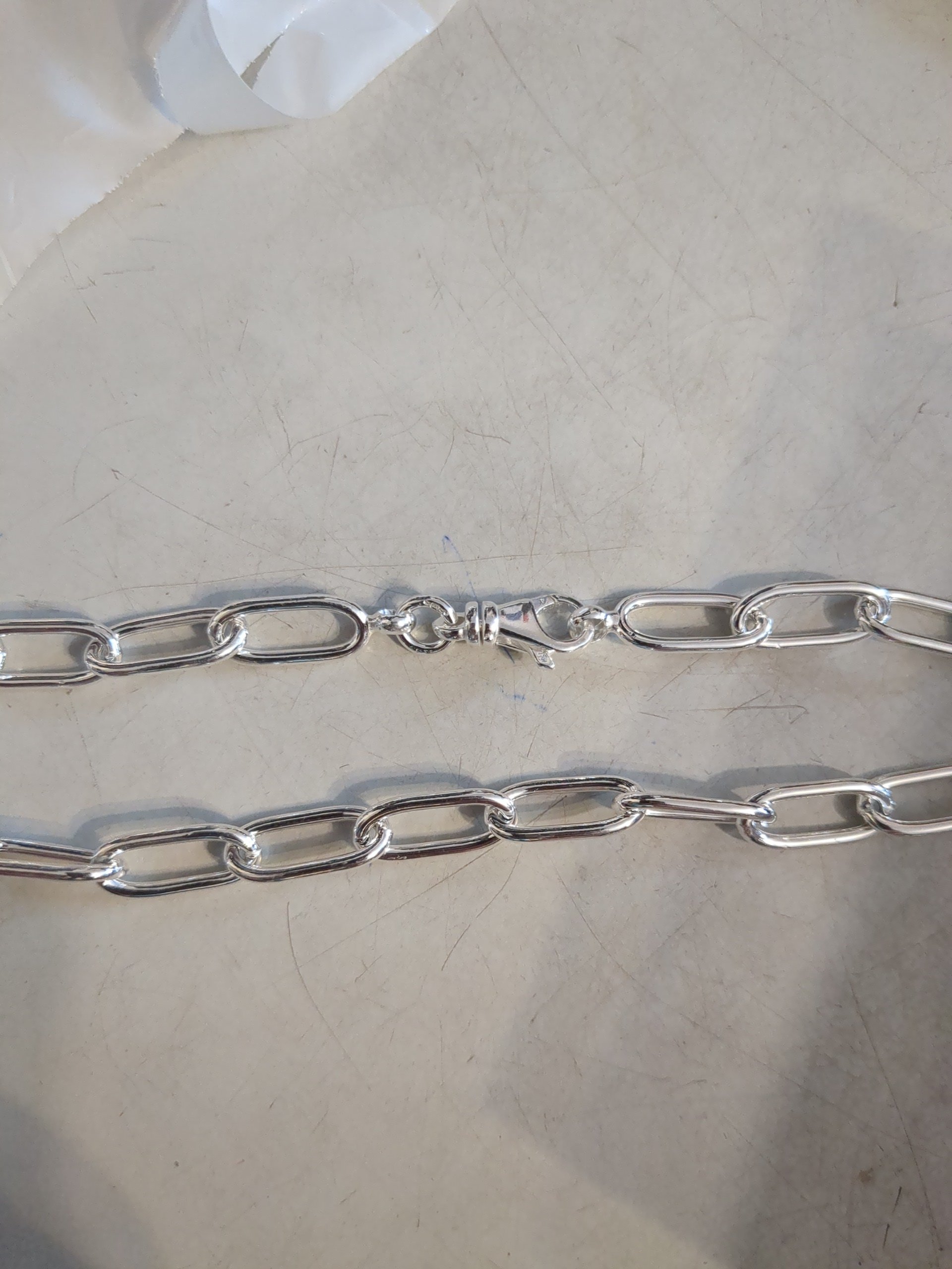 Silver paper link chain 18"