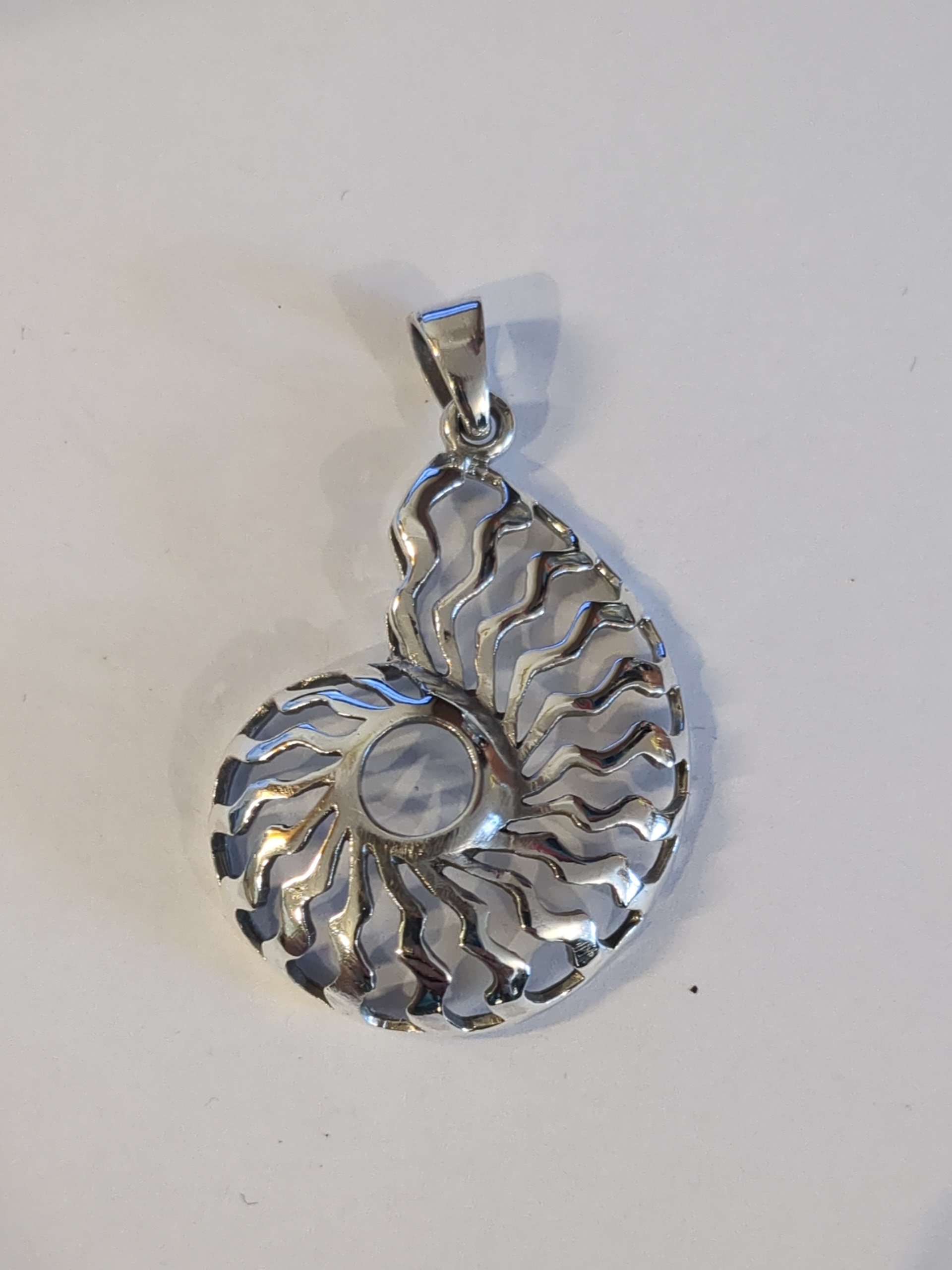Silver ammonite pendant