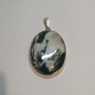 Silver moss agate pendant