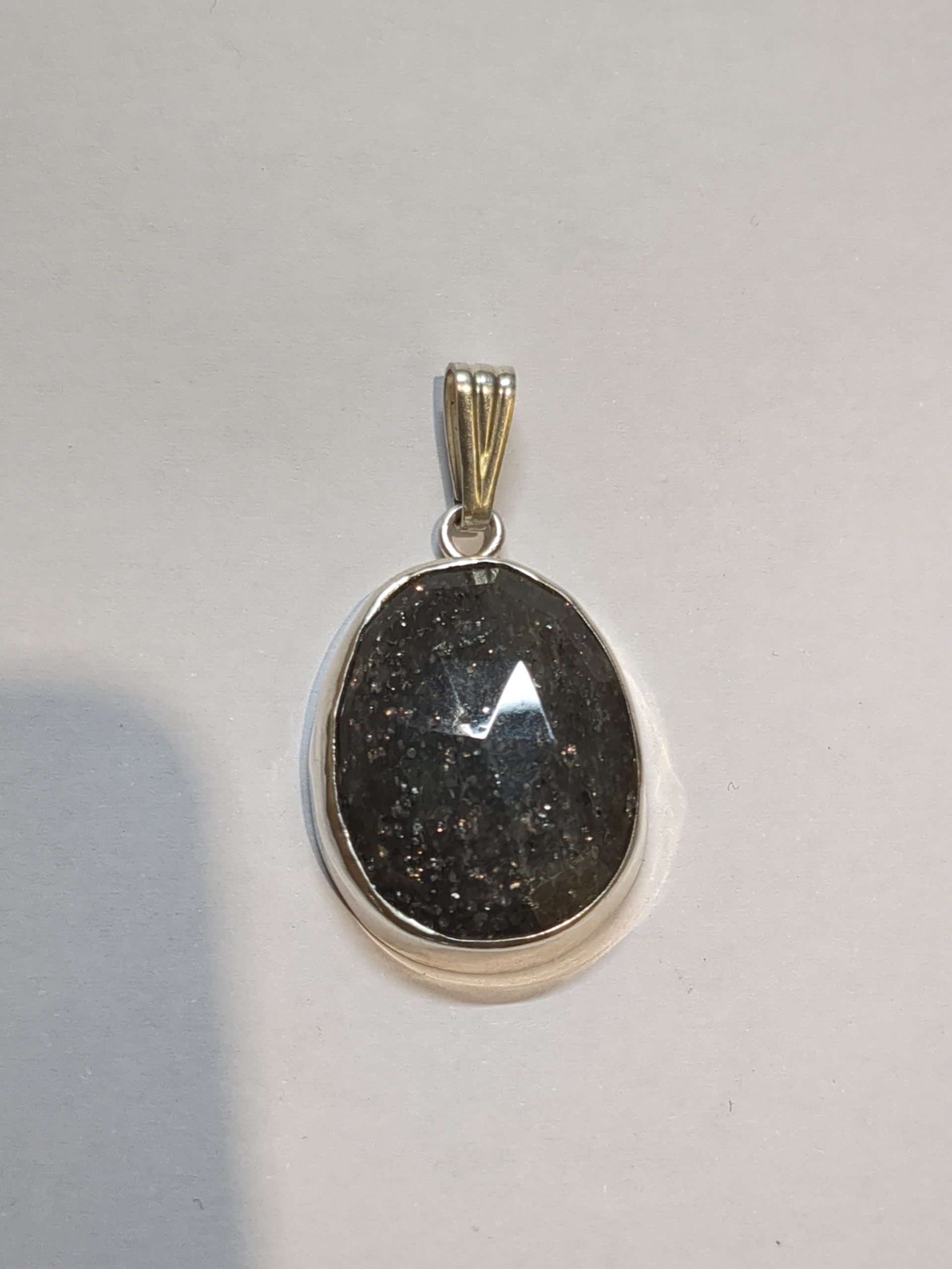 Silver black sunstone pendant