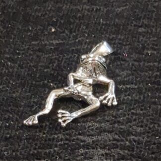 Silver dancing frog pendant
