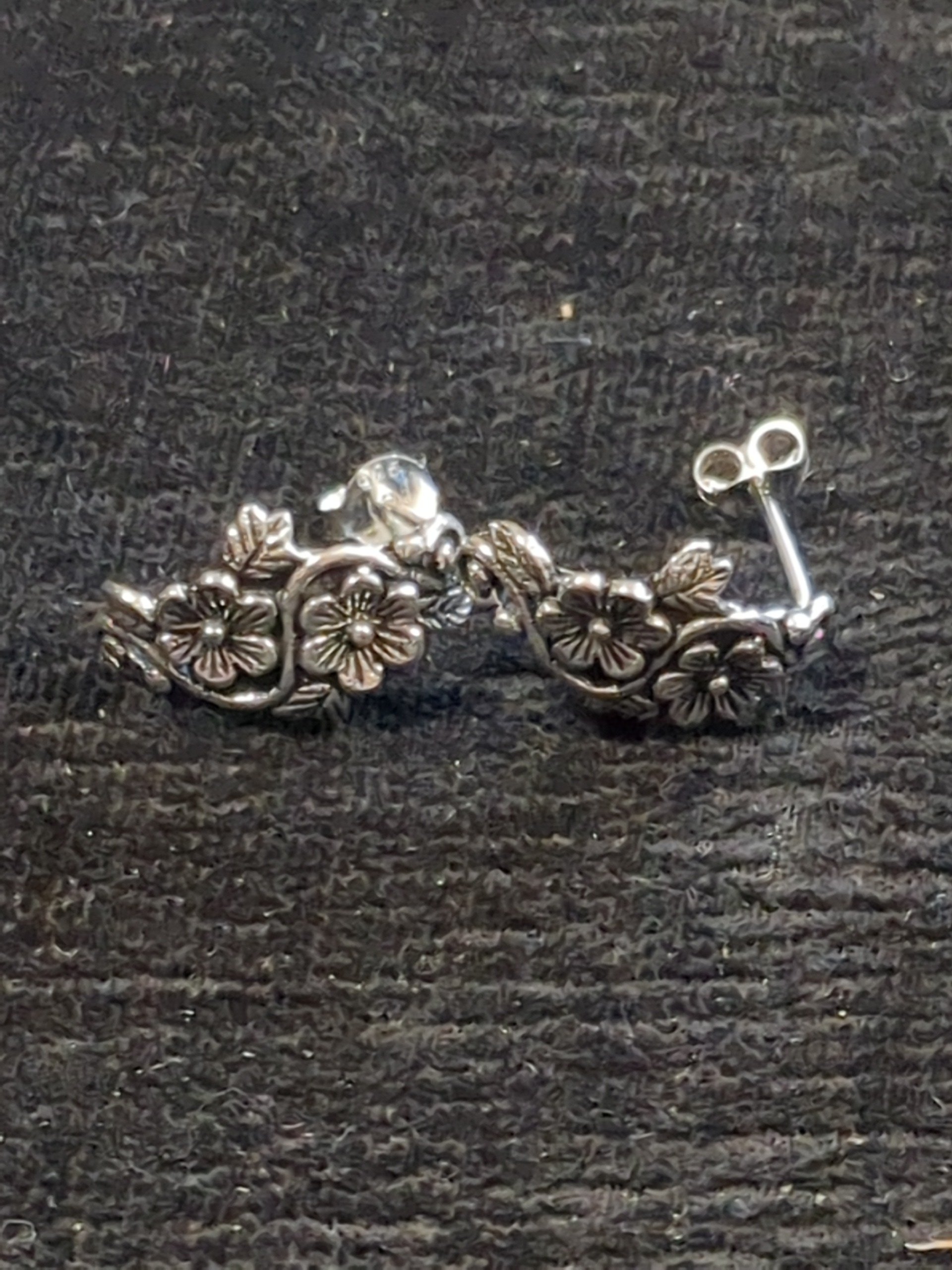 Silver flower earrings