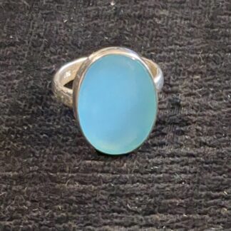 Silver blue chalcedony ring