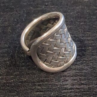 Silver basket weave ring