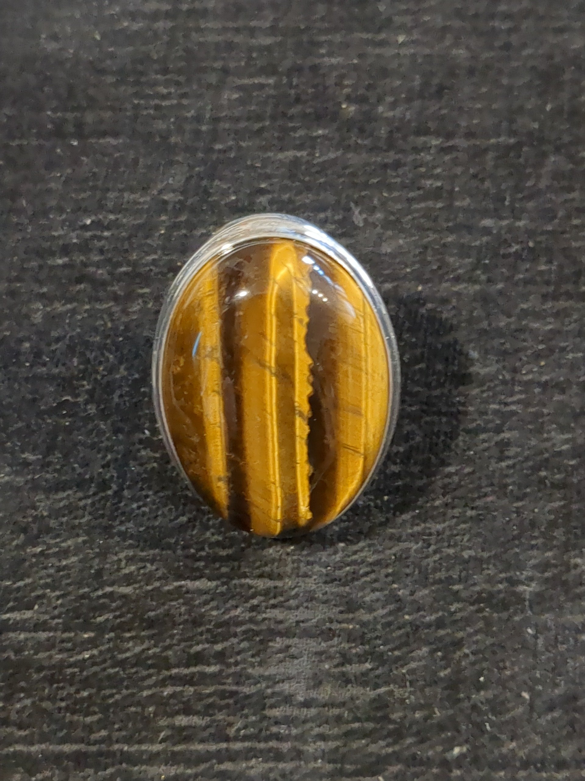 Silver tiger eye ring