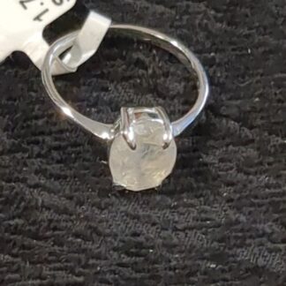 Silver rainbow moonstone ring