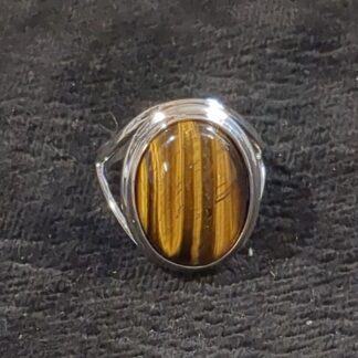 Silver tiger eye ring