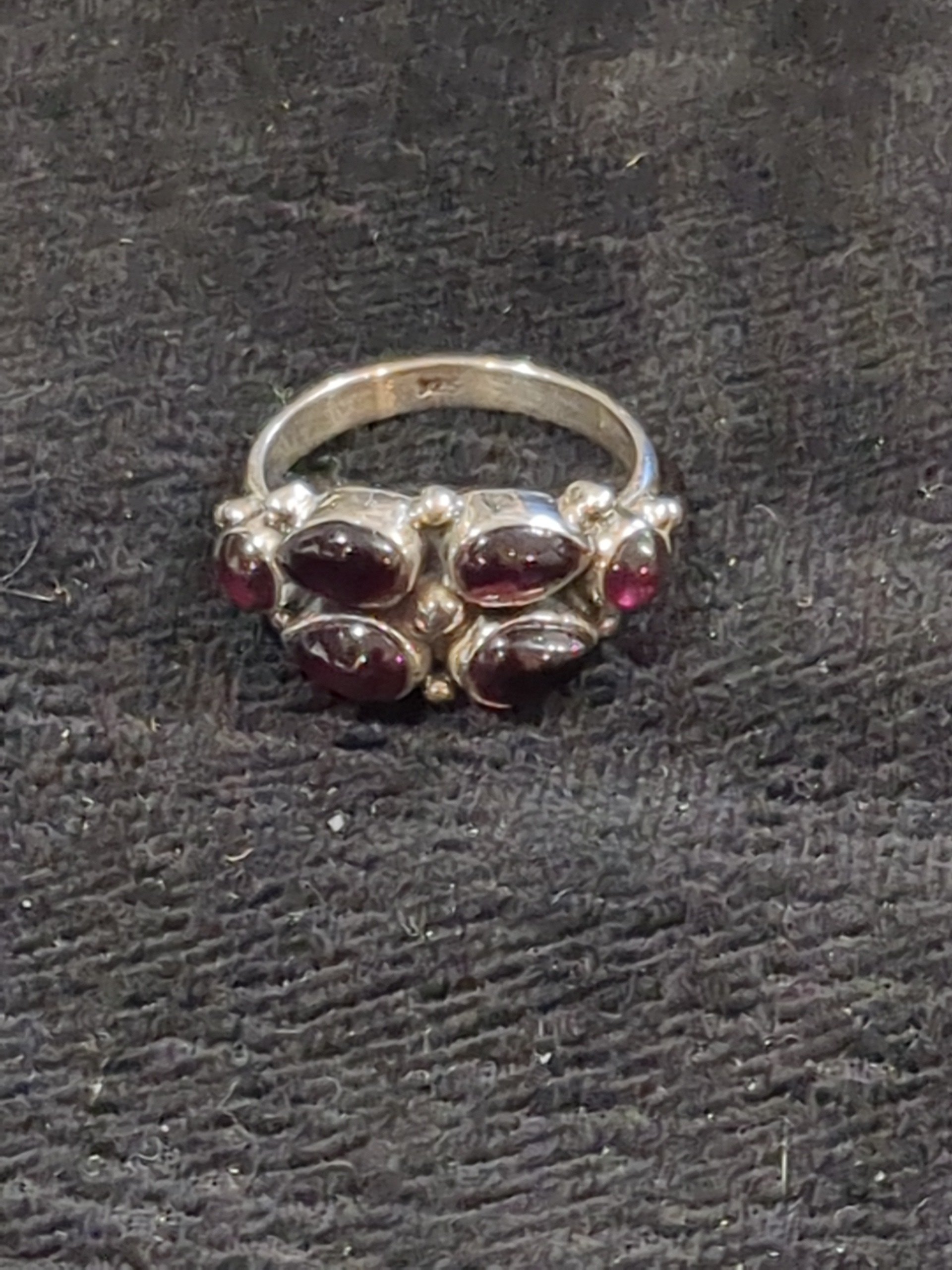 Silver garnet ring