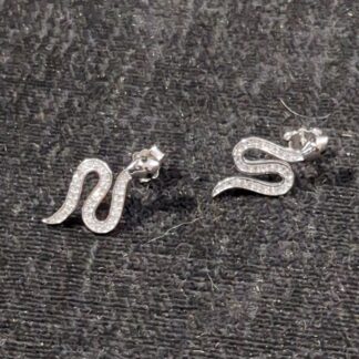 Silver CZ snake earrings
