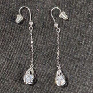 Silver CZ drop earrings