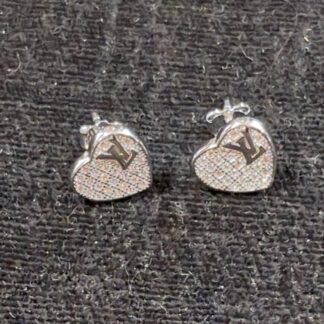 Silver CZ heart stud earrings