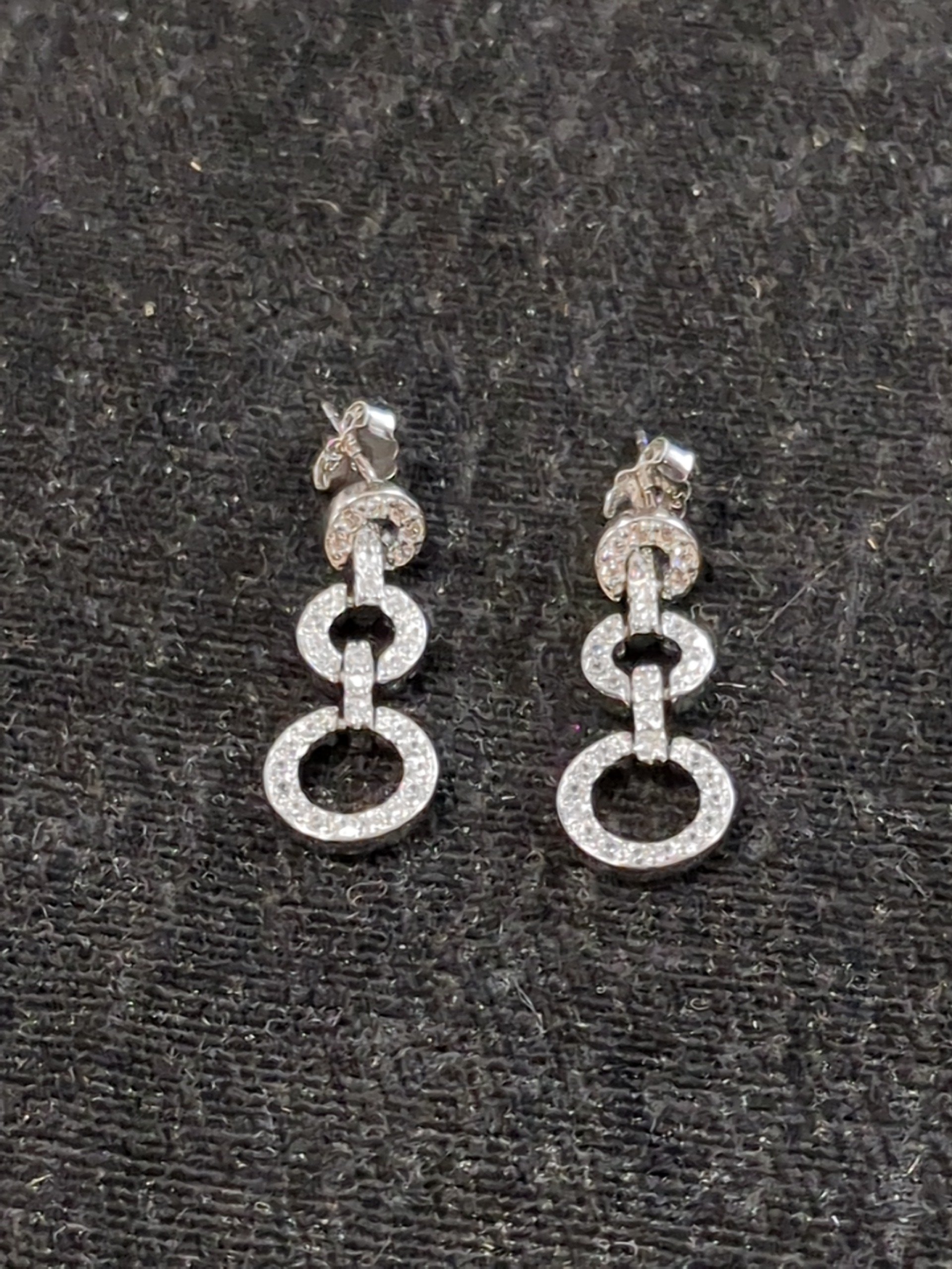 Silver CZ drop earrings