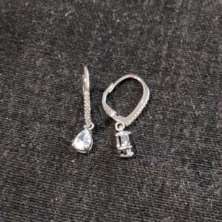 Silver CZ pear drop