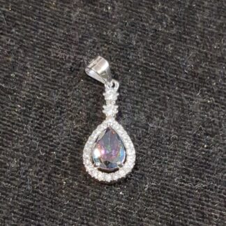 Silver CZ pear pendant