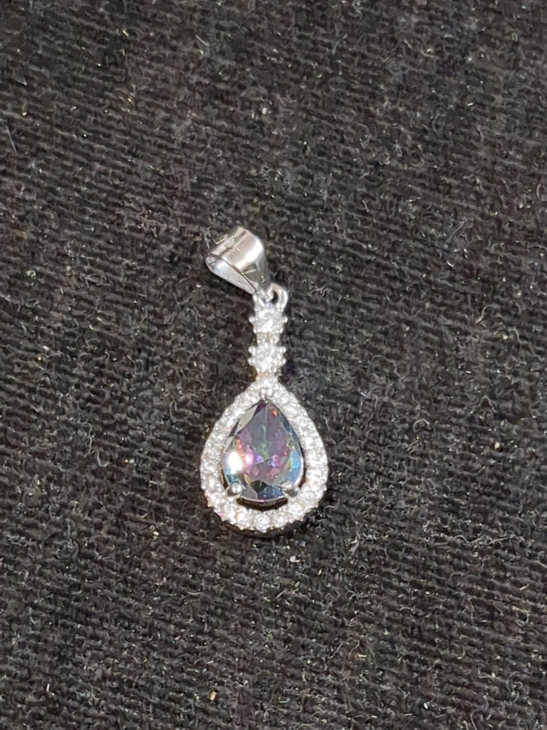 Silver CZ pear pendant