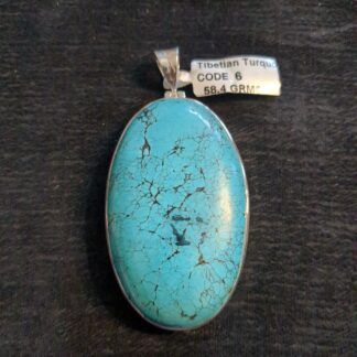 Silver Tibetan turquoise pendant