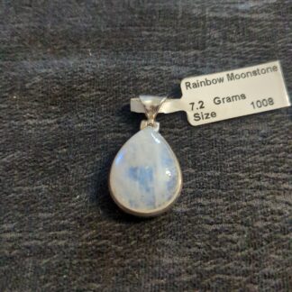 Silver rainbow moonstone pendant