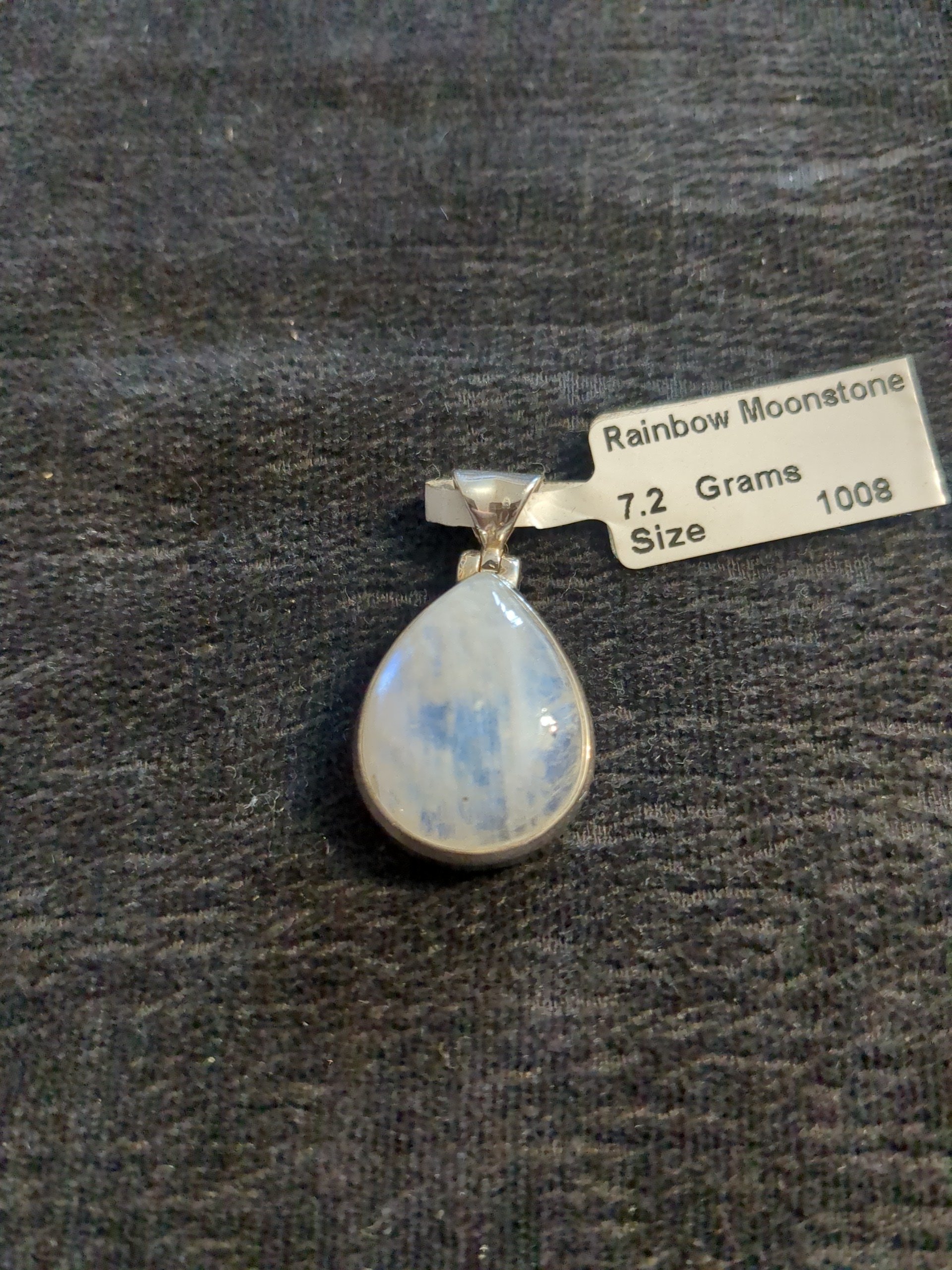 Silver rainbow moonstone pendant