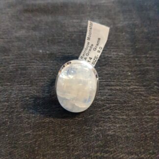 Silver rainbow moonstone ring