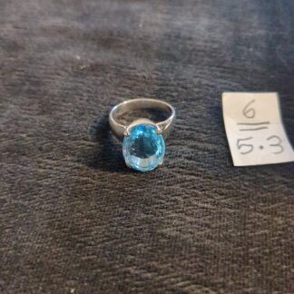 Silver blue topaz ring