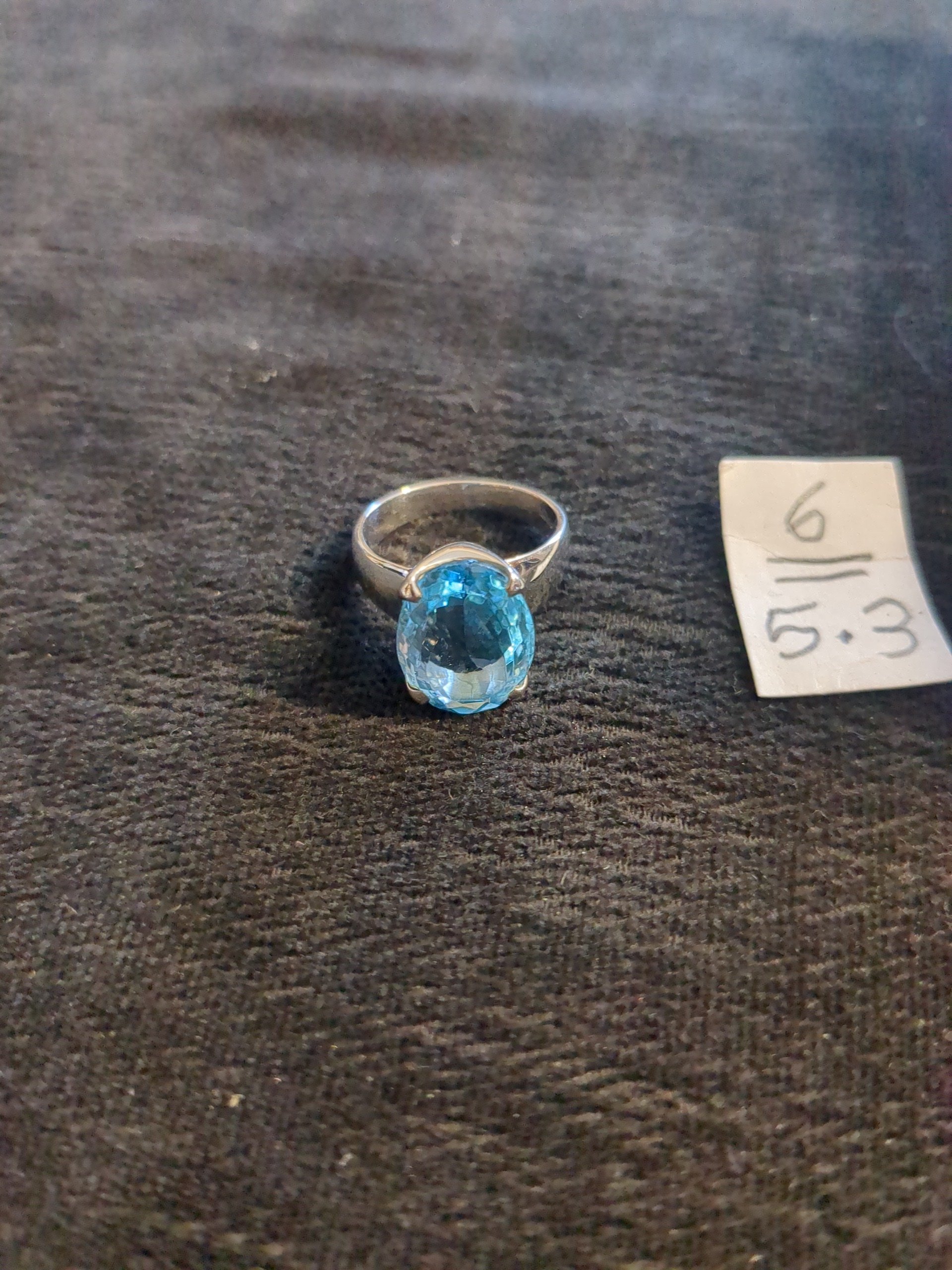 Silver blue topaz ring