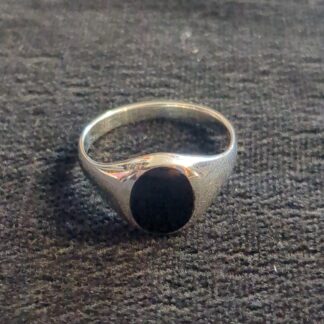 Silver black onyx signet ring