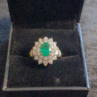 18ct Gold emerald and diamond ring