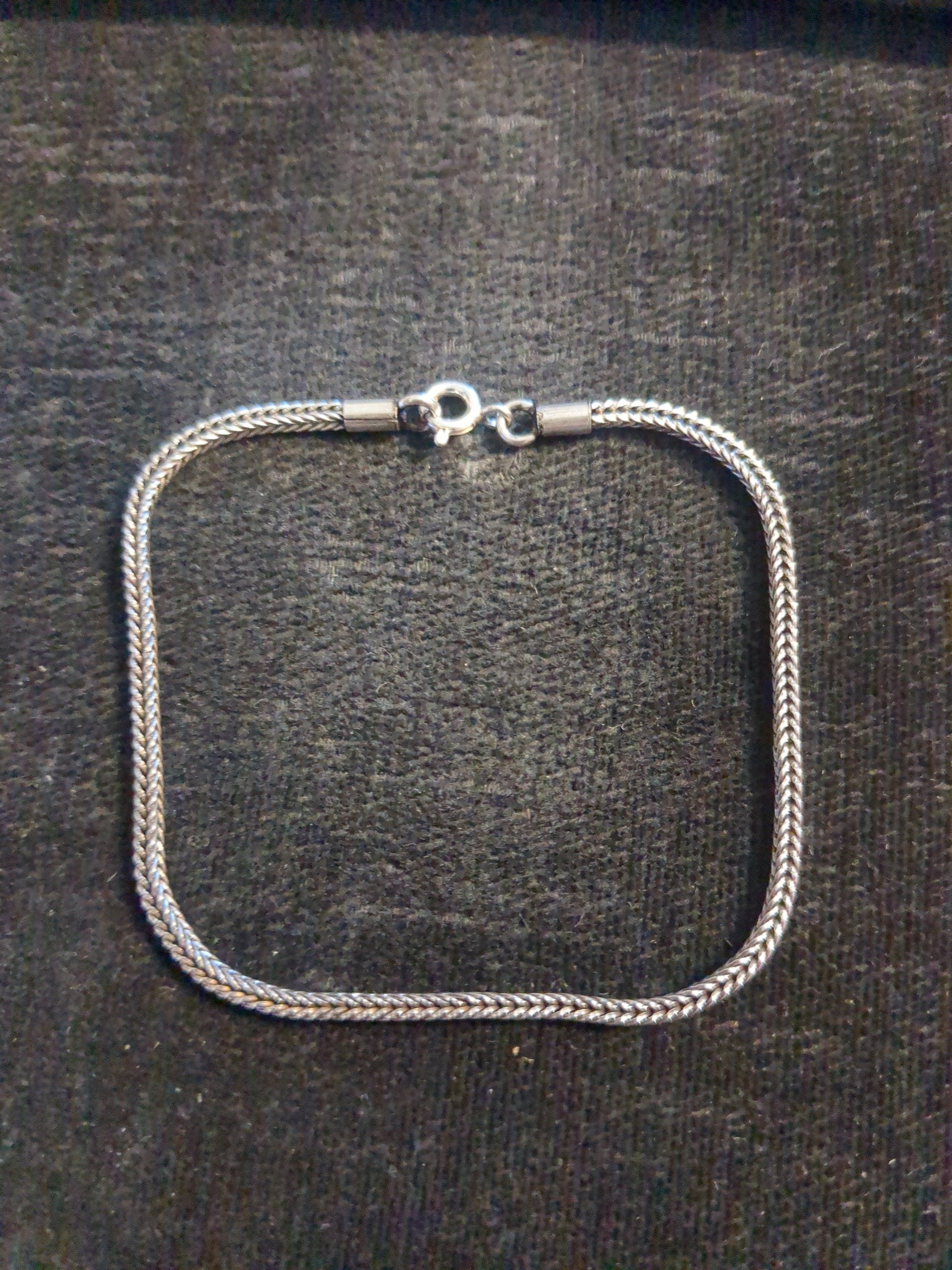 Silver square foxtail bracelet 7.5"