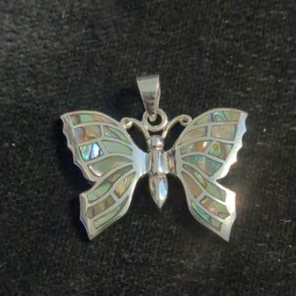Silver Abalone butterfly pendant