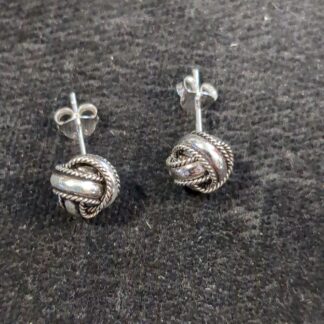Silver knot stud earrings