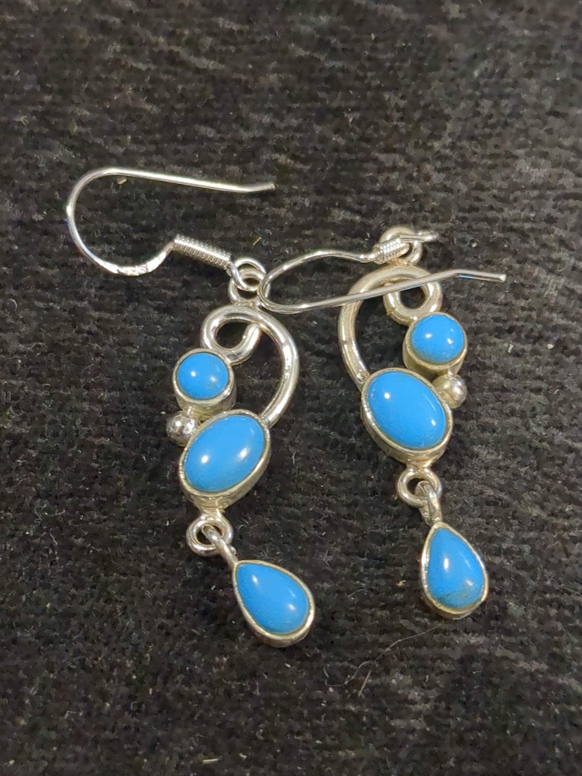 Silver turquoise drop earrings