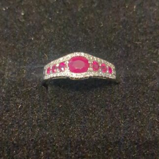 18ct white Gold ruby and diamond ring