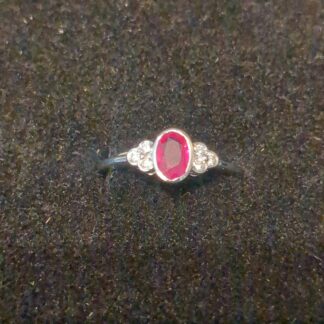 18ct white Gold ruby and diamond ring