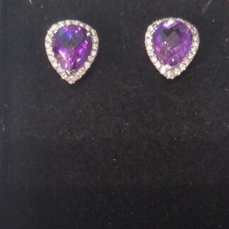 9ct Amethyst and diamond earrings