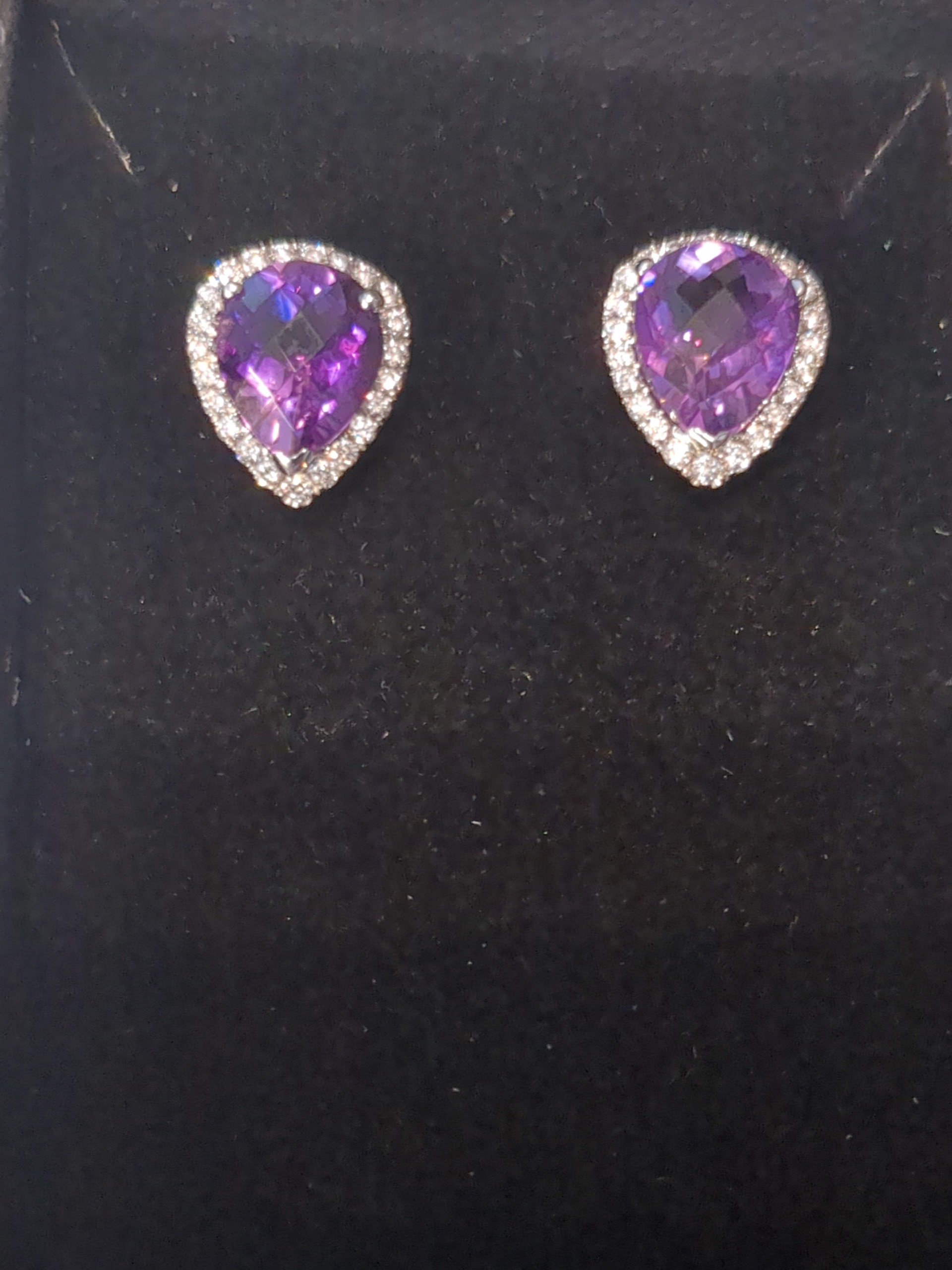 9ct Amethyst and diamond earrings
